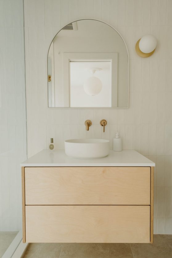 wood floating vanity